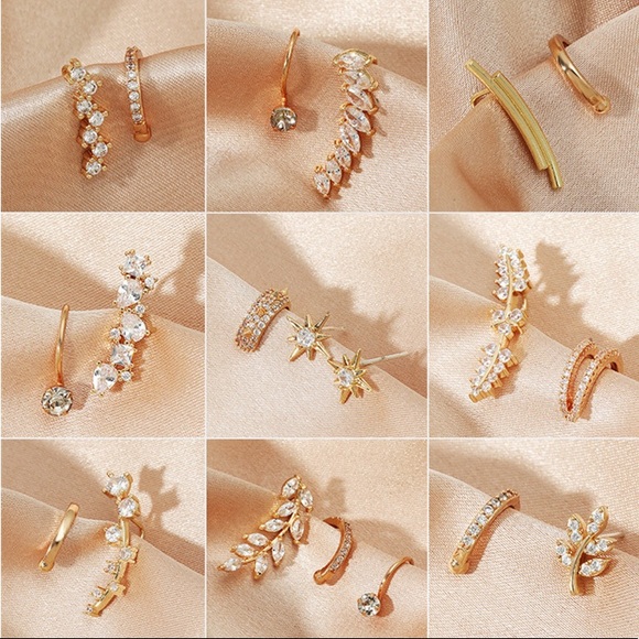 ⚜️[𝟯𝟬%𝗢𝗙𝗙|𝗯𝘂𝗻𝗱𝗹𝗲𝘀 𝟯+]⚜️18K CZ Climber Cuff Earrings NEW - Picture 3 of 5